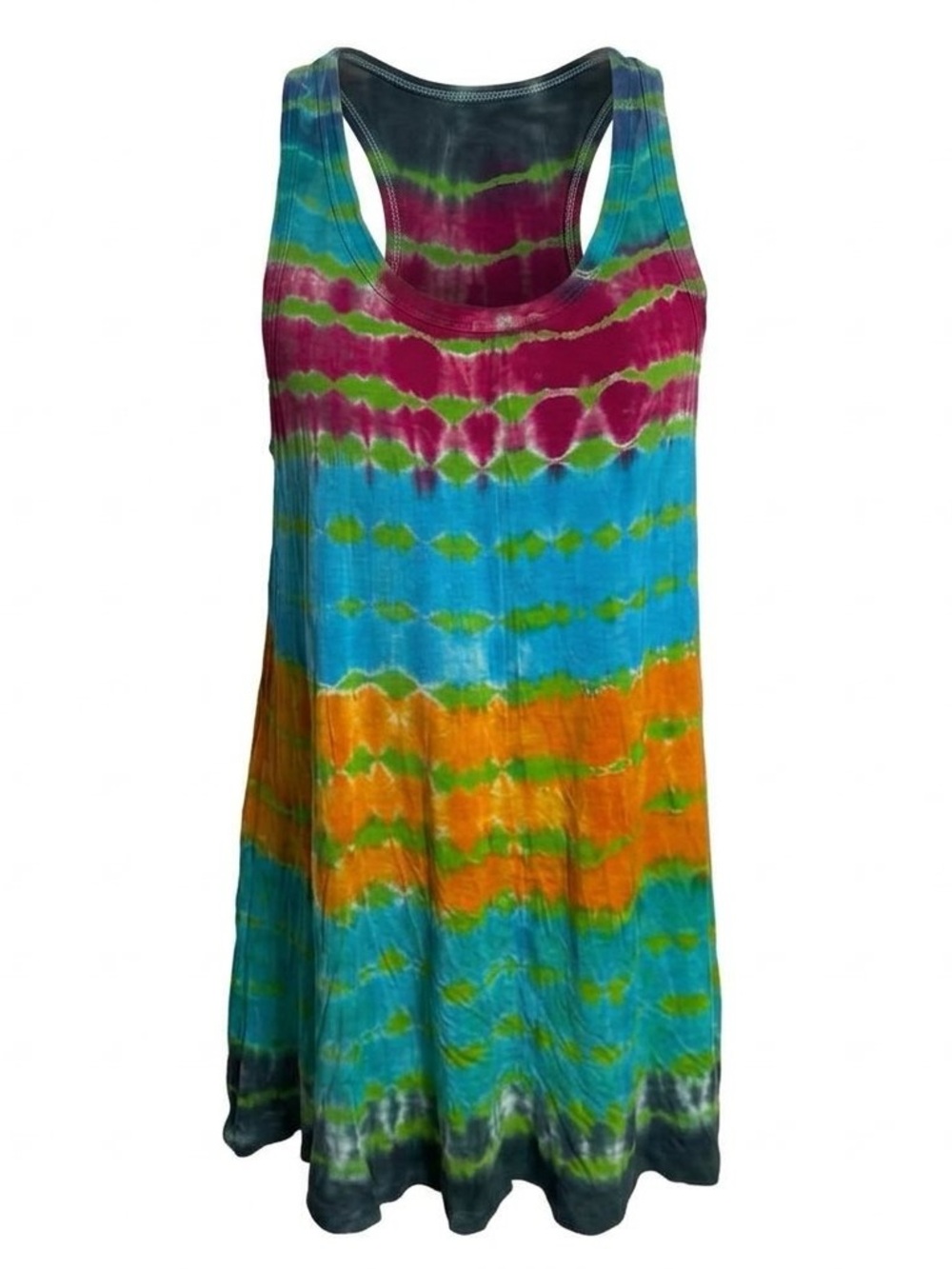 India Boutique Tie Dye Vibrant Multicolor Sleeveless Summer Top Free Size